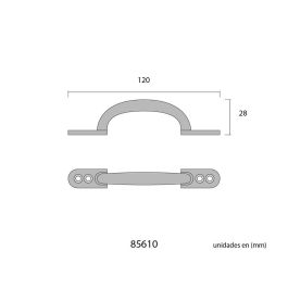 Tirador plano 120mm h° negro edm