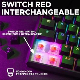 Teclado mecánico para juegos - THE G-LAB - KEYZ TALLIUM - Rojo