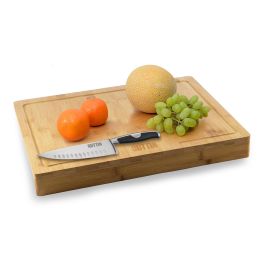 Quttin Tabla de Cortar de Bambú con Borde 35,4 cm x 25,5 cm x 1,2 cm (8 Unidades)