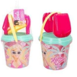 Cubo de playa barbie 18 cm con pala, rastrillo, cedazo y 2 moldes en red Precio: 4.961. SKU: B1EC3ASQ35