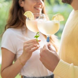 Set 6 Identificadores Copas Silicona Flamingo Koala 5,5x4,5x2,2 cm