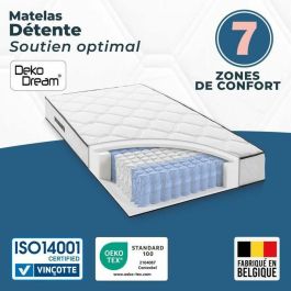 Somnis Bedding DEKO DREAM 110100900 Colchón 90 x 190 cm - Altura 27 cm - 380 Muelles Ensacados - 7 Zonas - Equilibrado - Reversible - Fabricado en Bélgica
