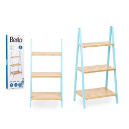 Berilo Estantería Escalera 3 Estantes Bambú y Pino Azul, Natural 40.3x81.5x30 cm