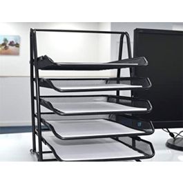 Bandeja Sobremesa Metalica Q-Connect Kf18474 Rejilla Negro 5 Bandejas Movibles 350x275x375 mm