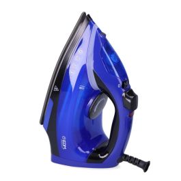 Edm Plancha de Vapor Compacta 2000W Azul, Depósito 300ml, Base Antiadherente, Chorro y Spray, Seco/Vapor, 15/140g/min