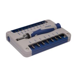 Irimo Destornillador de Precisión con Portapuntas a Carraca, 17 Piezas 471-18-1 para Ingeniería y Electrónica