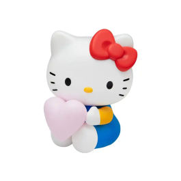 Wondee Lámpara Sobremesa Hello Kitty con Corazón Rosa 16 cm, Decoración Sanrio, Iluminación con Pilas AAA