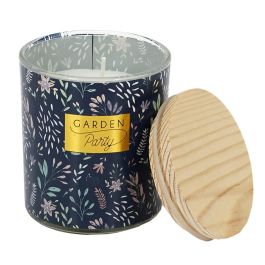 Home Deco Factory Vela Perfumada Flor Oriental Tarro Vidrio Tapa Madera altura 8,5 cm