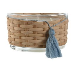 DKD Home Decor Vela Mediterraneo Natural Blanco 13x8x13cm 390g 30h Pack 6 Unidades Cristal y Cera