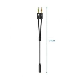 AISENS - CABLE ADAPTADOR AUDIO JACK 3.5 4PINES/H-2XJACK 3.5 3PINES/M, NEGRO, 25CM