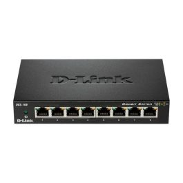 D-Link DGS-108GL Switch Gigabit Ethernet de 8 Puertos 10 Gbps, Carcasa Metálica Compacta, Silencioso, Eficiencia Energética
