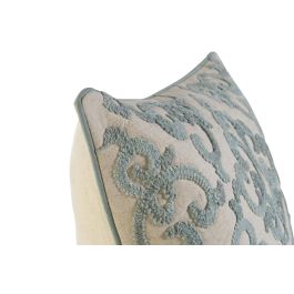 DKD Home Decor Funda Cojín Tradicional Azul de Polyester con Zipper 50 x 50 cm