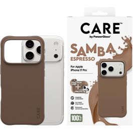 PanzerGlass Funda Fashionable Care by Samba Espresso iPhone 17 Pro con MagSafe, TPU 100% Reciclado, Protección Caídas 2.4m