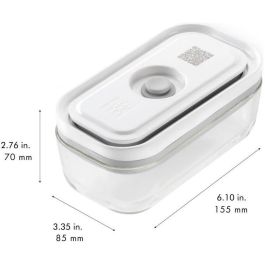 Zwilling Fresh&Save Set 3 Cajas de Vacío Rectangulares de Vidrio con Tapa Gris/Transparente - Apto Horno y Lavavajillas