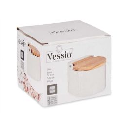 Vessia Salero Blanco Semi Circular de Cerámica y Madera 11x9x11 cm (24 Unidades) Vessia Salero Blanco Semi Circular de Cerámica y Madera 11x9x11 cm (24 Unidades)