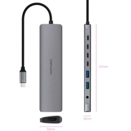 Nanocable 10.16.4608 Hub USB-C 8 en 1 Estación Acoplamiento 2x USB-A 3.0, 3x USB-C 3.0, HDMI 4K 60Hz, Jack 3.5mm, PD 100W, Gris Aluminio Nanocable 10.16.4608 Hub USB-C 8 en 1 Estación Acoplamiento 2x USB-A 3.0, 3x USB-C 3.0, HDMI 4K 60Hz, Jack 3.5mm, PD 100W, Gris Aluminio