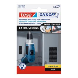 Tesa Tiras de cierre extrafuerte 10cm x 50mm 2 pares negro 55228