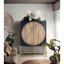 Giner Y Colomer Armario Madera de Mango y Metal Nogal Oscuro 143x100x40 cm