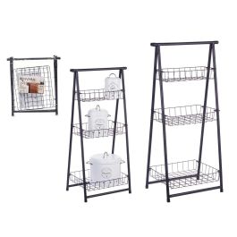 Estantería Metálica Escalera Negra 3 Pisos Kinvara 48x38x8.5 cm