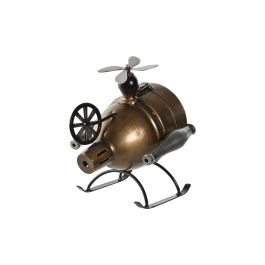 DKD Home Decor Reloj Sobremesa Loft Dorado Negro Metal Pvc Helicopter 2 Unidades 23 x 24 x 18 cm