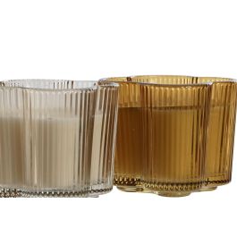 DKD Home Decor Vela Decorativa Ambiente Urban Ambar Beige, de Cera y Cristal de 175gr, Pack de 6 Unidades para el Hogar