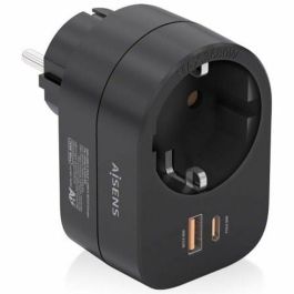 AISENS - REGLETA DE PARED MULTIFUNCION CON 1 TOMA + 1xUSB-C 20W PD3.0, 1xUSB-A 20W QC3.0, NEGRO Precio: 7.90000046. SKU: B13VDW8GBR