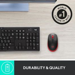 Logitech M190 Ratón Inalámbrico RF Completo, Pilas Alcalinas, Rojo