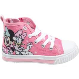 Cerdá T026 Zapatilla de Loneta Alta Minnie con Luces y Suela PVC - Color Pink, Talla 26