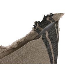 DKD Home Decor Cojín Tradicional de Lino Natural y Negro 50 x 50 cm (2 Unidades)