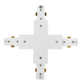 Conector X para Carril Bifásico Focos de LEDs Blanco
