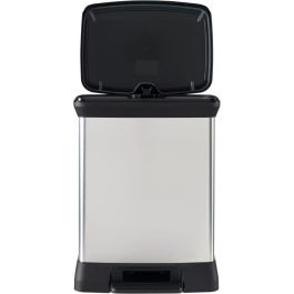 Cubo de basura rectangular - DECO BIN - CURVER - 50L - Diseño elegante - 39 x 29 x 51 cm - Gris metalizado Cubo de basura rectangular - DECO BIN - CURVER - 50L - Diseño elegante - 39 x 29 x 51 cm - Gris metalizado