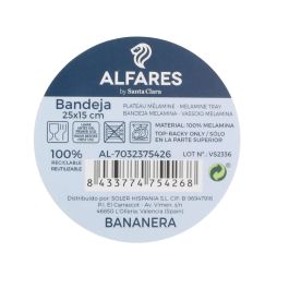 Alfares Bandeja Melamina con Brillo 25 x 15 cm para Frutas, Bananera, Hogar y Cocina, Color Surtido (12 Unidades)