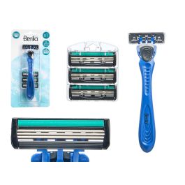 Berilo Maquinilla de Afeitar Azul 4 Recambios 3 Hojas 9.8x19.4x3 cm (24 Unidades) Precio: 23.50000048. SKU: B12X788PWX