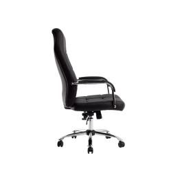 Q-connect Silla de Dirección en Similpiel Negra con Base Metálica Cromada, Mecanismo, Reposabrazos Cromados, Altura Máx 1250 mm, Ancho 610 mm, Profundidad 700 mm, Ruedas Premium