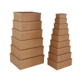 Juego de Cajas Decorativas Versa Marrón Cartón (15 Piezas) Juego de Cajas Decorativas Versa Marrón Cartón (15 Piezas)
