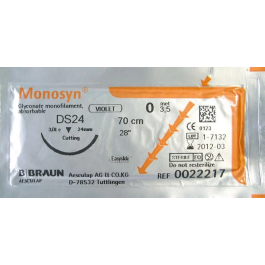 Braun Sutura Monosyn Violet 3-0 Hs26 Rcp 70 cm, Sutura Sintética Absorbible Monofilamentosa, Violeta, Caja con 36 Unidades Precio: 210.5900005. SKU: B1DJXMLFGB