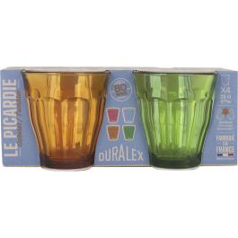 Duralex Set de 4 Vasos Picardie de 25 cl en 4 Colores Surtidos - Vidrio Templado Resistente (12 Cajas)