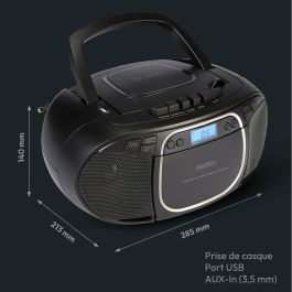 Medion MED4061275196481 Radio CD Portátil FM, 2x2.2W RMS, Color Negro