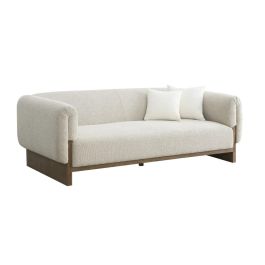 DKD Home Decor Sofá Scandi Crudo Marron, Madera de Boj Poliéster, 220x95x77 cm (Ancho x Fondo x Alto), Asiento 42 cm