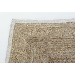 DKD Home Decor Alfombra Scandi Marrón Claro Blanco 180x120 cm Yute Algodón Poliéster Natural Decoración Hogar