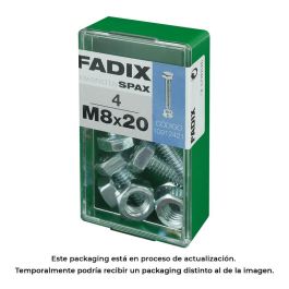 Fadix Tornillo Métrica Cabeza Hexagonal con Tuerca Cincada M8x20mm - Caja de 4 Unidades
