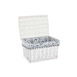DKD Home Decor Cesta de Mimbre y Poliéster Blanco y Azul, Set de 2, Ancho 45 cm, Largo 35 cm, Alto 30 cm, Peso 1 kg DKD Home Decor Cesta de Mimbre y Poliéster Blanco y Azul, Set de 2, Ancho 45 cm, Largo 35 cm, Alto 30 cm, Peso 1 kg