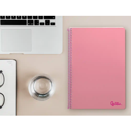 Liderpapel Cuaderno espiral A4 Smart tapa blanda 80 hojas 75gr cuadro 4mm con margen color rosa