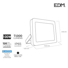*ult.unidades* foco proyector led 100 W 7000lm 6400k luz fria 34,8x21,8x4,34cm edm