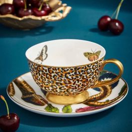 Spode Taza Té con Plato 200 Ml Creatures Leopardo Oro 22k