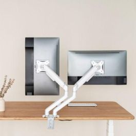 Soporte de Mesa para 2 Monitores TooQ DB4132TNR-W/ Giratorio/ Inclinable/ hasta 9kg Soporte de Mesa para 2 Monitores TooQ DB4132TNR-W/ Giratorio/ Inclinable/ hasta 9kg