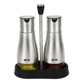 Quttin Set 2 Aceiteras Inoxidables con Soporte - 9.5 x 23 x 17.8 cm (12 Unidades)