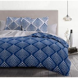 Juego nórdico 240x260 cm HOME LINGE PASSION FIBULA: Funda nórdica + 2 fundas de almohada - 100% Algodón 57 hilos - Azul Juego nórdico 240x260 cm HOME LINGE PASSION FIBULA: Funda nórdica + 2 fundas de almohada - 100% Algodón 57 hilos - Azul