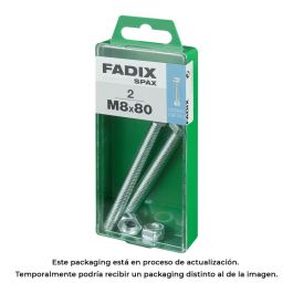 Fadix Tornillo métrica cabeza hexagonal y tuerca cincada M8x80mm - Caja con 2 unidades Precio: 2.8900003. SKU: S7913738