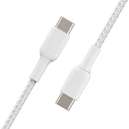 Belkin CAB004BT1MWH2PK - Pack de 2 Cables USB-C a USB-C 1m Trenzados, 60W Carga Rápida, Compatible con iPhone 15, iPad, MacBook, Samsung Galaxy - Blanco